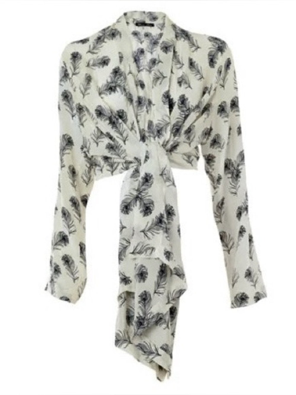Winter Kate Silk Jasmine Bohemian Feather Print Kimono Cardigan - Picture 6 of 10